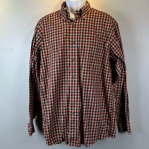 Vintage LL Bean Plaid Button Down Shirt Mens Large Multicolor Plaid‎ Long Sleeve
